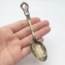 925 Sterling Silver Gold Plated Antique Shepard Mfg. Co. Enamel "August" Spoon