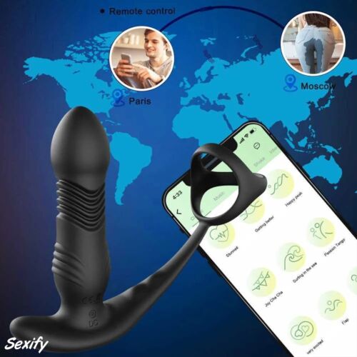 Thrusting Telescopic Anal Plug Dildo Vibrator Prostate Massager Ring Men Sex Toy - Picture 11 of 22