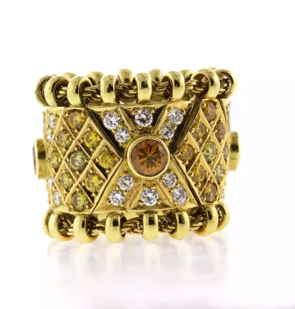 Elizabeth Gage Agincourt White and Yellow Diamond Flexible Ring eBay
