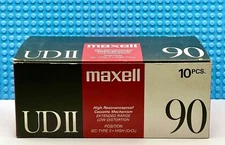 MAXELL  UD II  90  1998 JAPAN  TYPE II     BOX OF 10  CASSETTE  TAPES (SEALED)