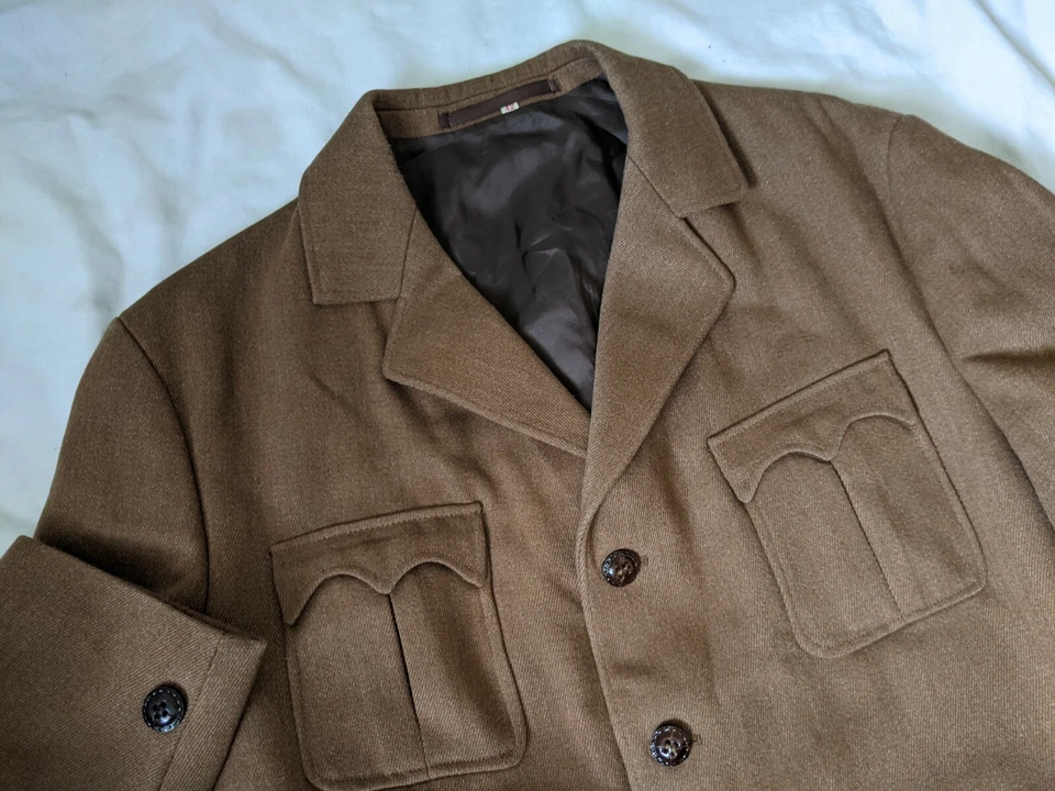 1960s 42 Vintage Hunting Norfolk Safari GERMANY Tweed Belted Gusset Coat Jacket - Image 2 of 4
