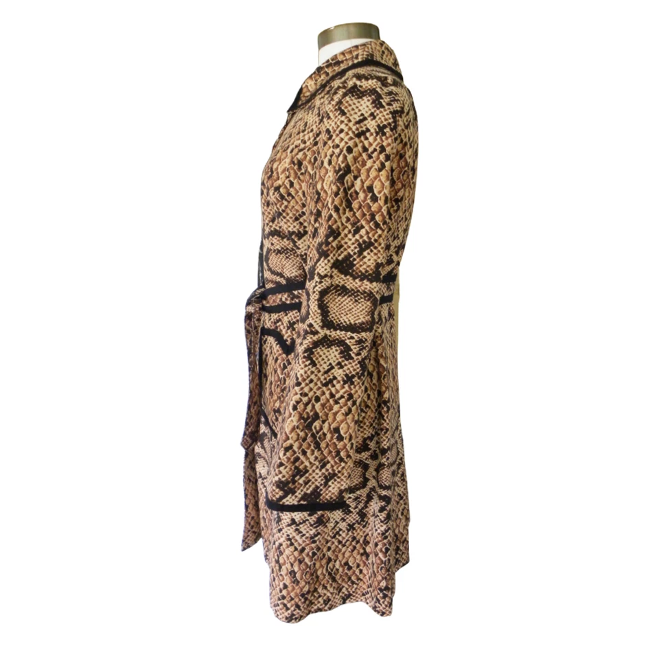 Nanette Lepore Trench Coat Black Tan Python Size 6 Snake Skin Print MSRP $515 - Image 4 of 4