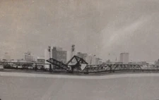 Scenic Cityscape with Bridge and Skyline Black and White Portrait 1960s JAX
