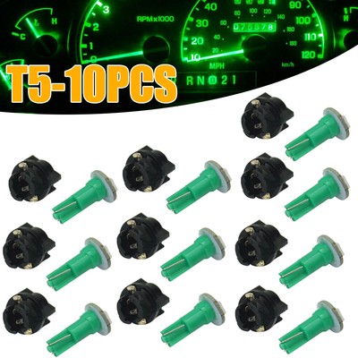 Green 10x PC74 T5 LED Twist Socket Instrument Panel Cluster Plug Dash Light Bulb