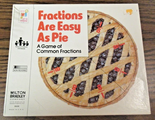 Vintage 1978 Milton Bradley Fractions Are Easy As Pie Educational Board Game