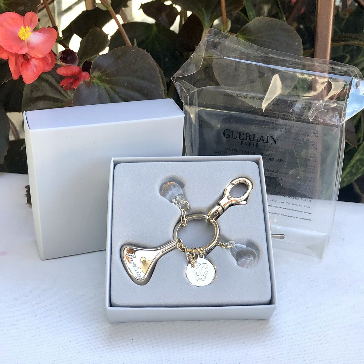 💝HTF GUERLAIN Logo Perfume Bottle Charms Keychain FOB Key Ring
