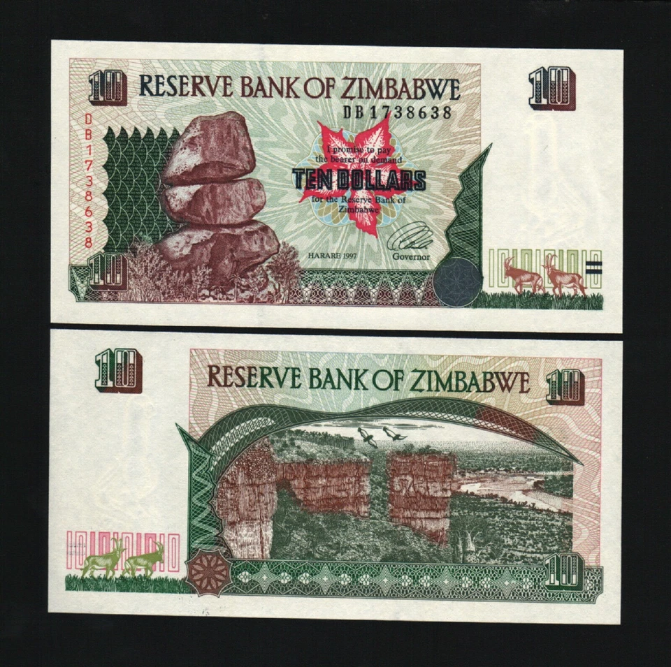 ZIMBABWE 10 Dollars P-6 1997 x 100 Pcs Lot DEER Bundle UNC Animal NOTE MONEY - Image 3 of 3