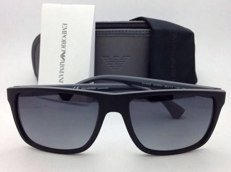 New EMPORIO ARMANI Polarized Sunglasses EA 4033 5229 T3 Black Grey