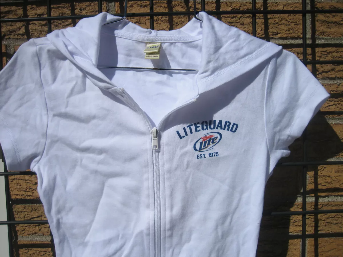 Ladies MILLER LITE Beer LiteGuard Zip Sweatshirt Hoodie t shirt lifeguard MD M
