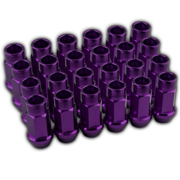 24 PC PURPLE LUG EXTENDED RACING LUG NUTS FOR TIRES/WHEELS/RIMS 50MM 12X1.5 A