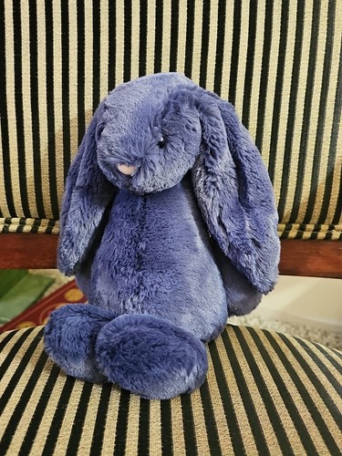 Jellycat BASHFUL NAVY BUNNY MEDIUM 12" Soft Plush Toy Navy Blue Lovey NWT
