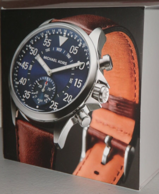 MICHAEL KORS Access Mens Gage Silver Hybrid Smart Watch Brown