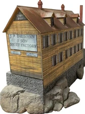 HUDSON RIVER MODEL COMPANY  HO SCALE  EMPIRE SHIRT FACTORY  WITH DIORAMA BASE