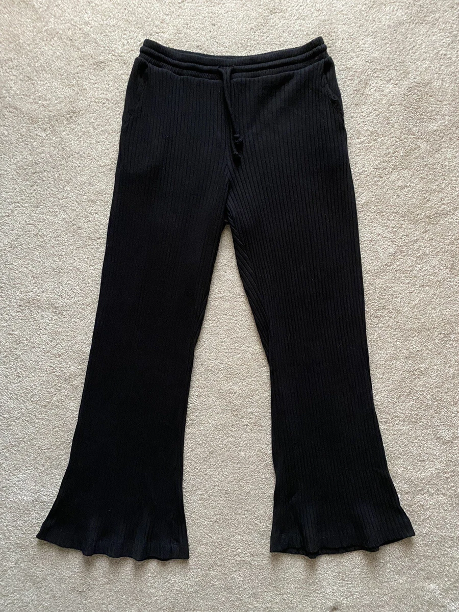 For Days Ribbed Flare Drawstring Lounge Pants Black Size M Organic Cotton  Blend