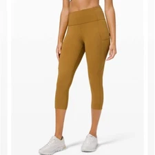 Lululemon Fast and Free Crop II 19" Non-Reflective Spiced Bronze EUC Size 6