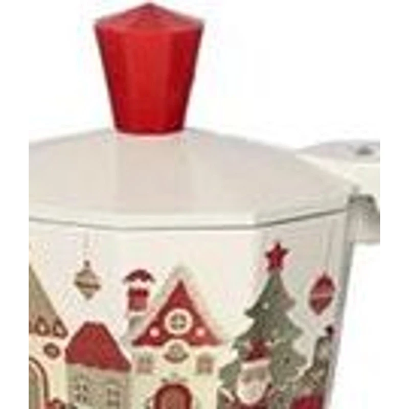 Caffettiera Moka 1 Tazza BRANDANI Villaggio in Festa Avorio Natale Alluminio, fotografia 8 di 9