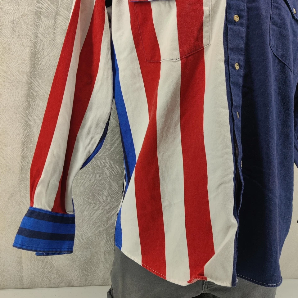 Camisa Roper Rodeo Azul Para Hombre Grande Roja Blanca Azul Western Botón Manga Larga De Colección Foto 3 de 4