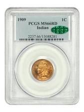 1909 1C Indian PCGS/CAC MS66RD - Indian Cent - Final Year of Issue