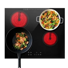 24in Built-in Electric Cooktop 4 Burners Radiant Ceramic Cooktop Touch Control
