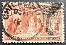 US 1893 Sc# 241 Used Stamp Chicago Cancel Columbian Expo Queen Isabella Jewels