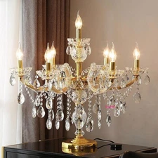 European style 7 Heads Crystal Table Lamp LED Golden Desk Lamps Reading Light