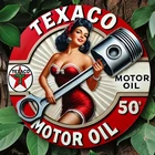 Vintage Texaco Gas Sign Round Metal Wall Art Garage Bar Man Cave Decor Retro USA