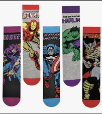 Classic Marvel Character Adult Socks. New 5 Pack.