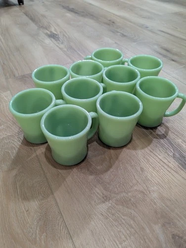 Vintage Fire-King Jadeite D Handle Coffee Mug Lot of 10 Anchor Hocking 1948