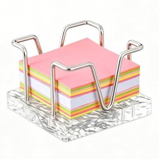 Sticky Note Holder, 3 x 3 inch Self Stick Note Pad Holder, White and Silvery