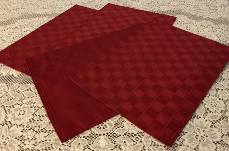 Set of 4 Burgundy Polyester Placemats - 18" X 12" - Image 2 of 3