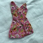 Vintage Barbie Doll Dress Wrap Style Pink Floral Sleeveless Summer