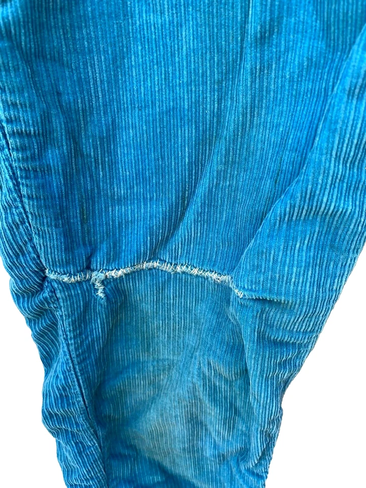 复古 20 世纪 40 年代 50 年代女式扣背裤 XS 绿松石棉侧拉链法兰绒衬里 — 第 3/4 张图片