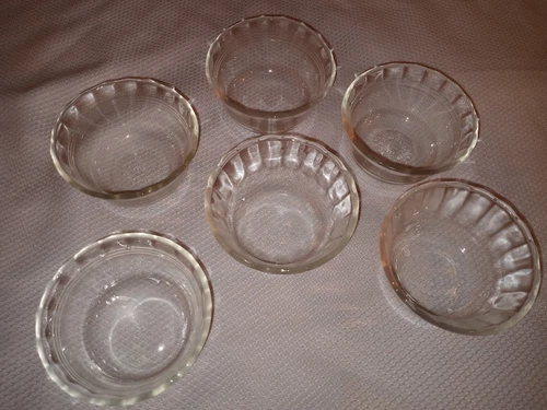 6 Pyrex 463 Scalloped 3 Ring Glass Custard Cup Ramekin 6 ounce bowls (54)