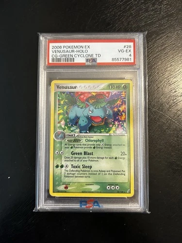 2006 POKEMON EX CRYSTAL GUARDIANS #28 VENUSAUR-HOLO CG-GREEN CYCLONE TD PSA 4