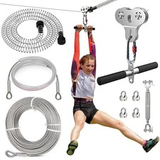 Zip Line Kit for Kids and Adults - 80 ft Outdoor Backyard Equipment Up to 500 lb
