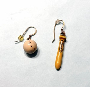 Authentic 14k Gold Plated Silver Baseball And Bat Sport Vintage Dangle Earrings