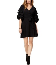 bar III Womens Ruffled Wrap Dress