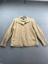 Connie A Lee Sweater Womens Medium Camel Angora Blend Lined Cardigan Jacket