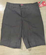 Dickies Girls Stretch Bermuda Shorts Classic Fit Size 7 11.5" Inseam Black - New