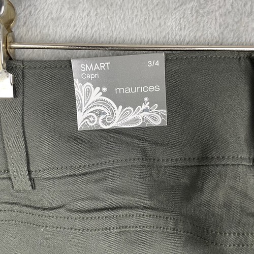 Maurices Smart Capri Pants Womens 3/4 Green Flat Front Mid Rise Stretch NWT - Picture 6 of 12