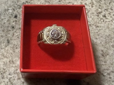 Sterling Silber 925 runder Diamant Akzent goldfarben Herrenring Größe 10