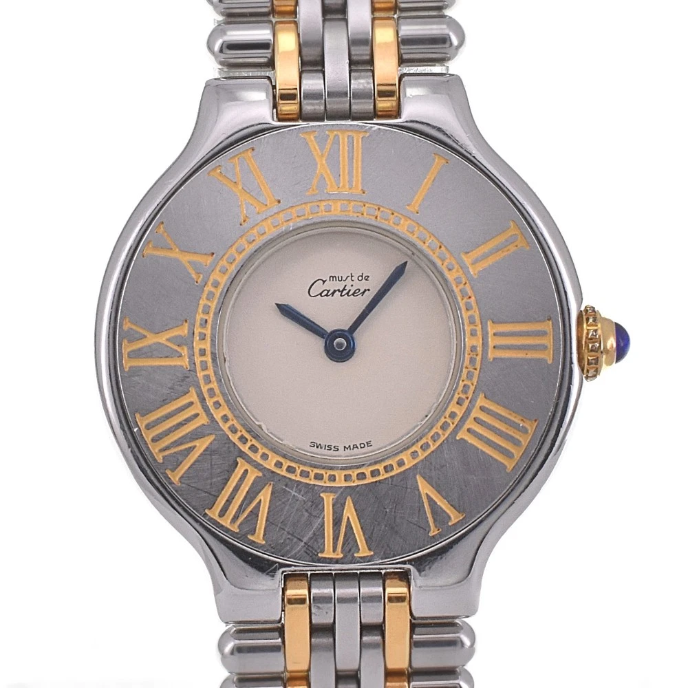 CARTIER Must21 Vantian Stainless Steel/Gold Plated Quartz Ladies Watch D#142242