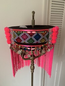 vintage Traditional Chinese Hat With French Indo-China 10 cent silver coins