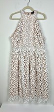 Liza Luxe Tan And White Lace Fit And Flare Racerback Dress Size 1X