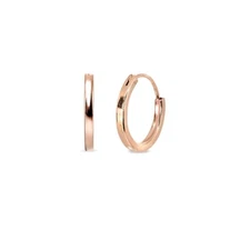 Rose Gold Flash Sterling Silver Endless 14mm Square-Tube Round Hoop Earrings