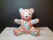 Park Rose Bridlington Teddy Bear Pottery Floral Teddy Bear 7” Ornament Figurine