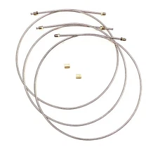 3/16" Stainless Brake Lines w/ Flared Ends, Fittings & Unions 48" Long, 3pack