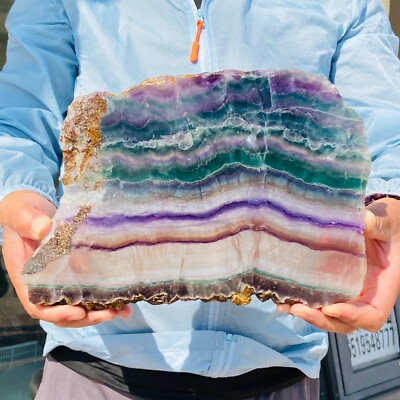 5.38Lb Natural Beautiful Rainbow Fluorite Crystal Rough Stone Specimens Healing
