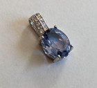 Stunning 9x7mm Oval Natural BlueRed ColorChangeFlouriteWhite Topas SliverPendant — photo 4