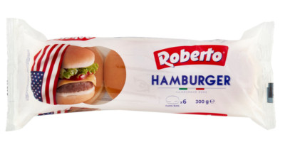 Roberto Hamburger Brot,Packung 300g, Jede Packung enthält 6 Hamburger Buns